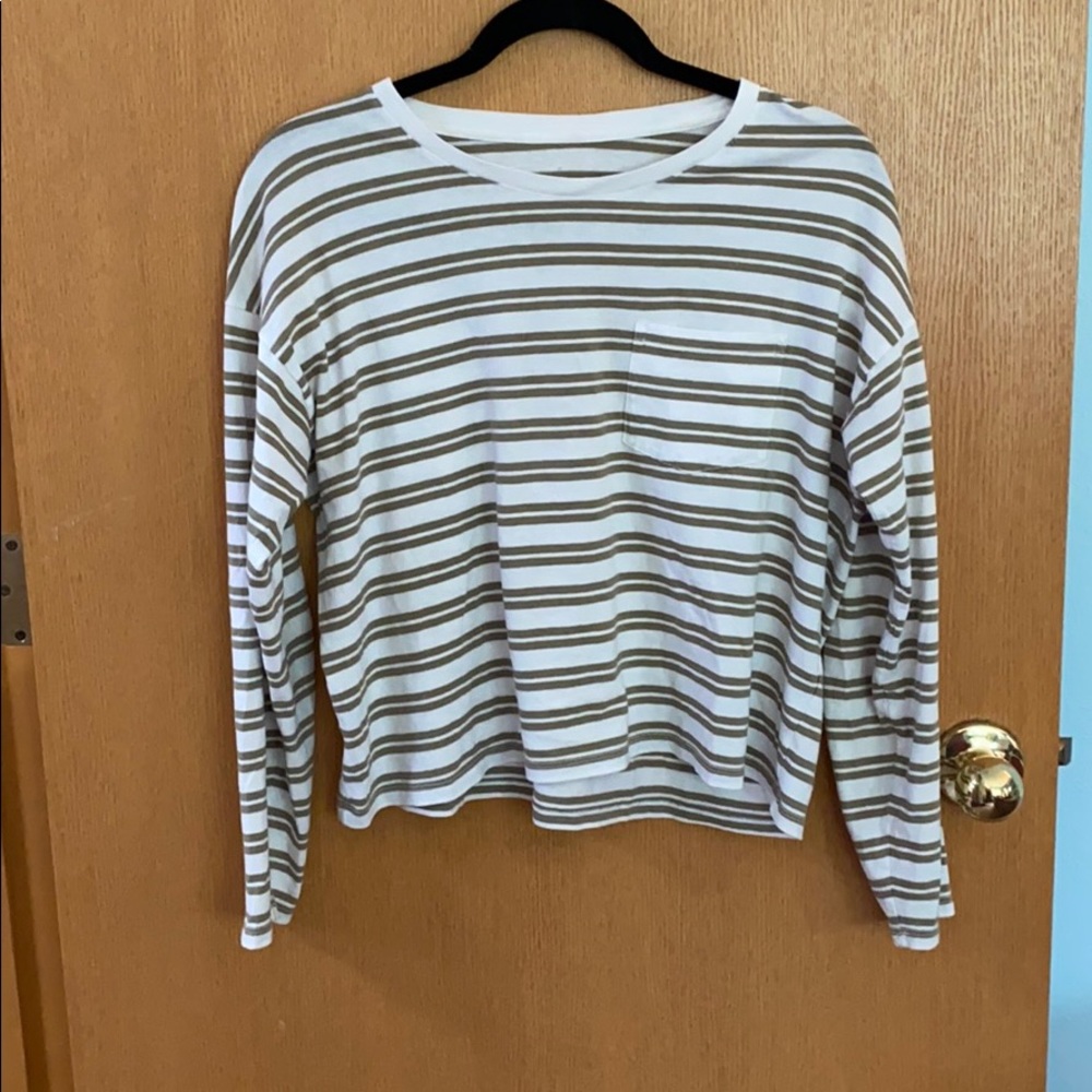 Everlane Striped Long Sleeve Pocket Tee